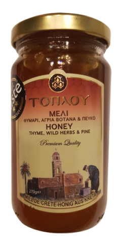 Miel de Thym, d’herbes sauvages et de Pin maritime de Crète Toploumix 270g
