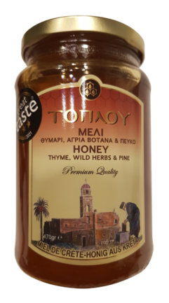 Miel de Thym, d’herbes sauvages et de Pin maritime de Crète Toploumix 470g